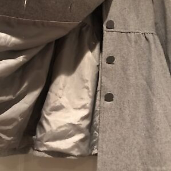 H&M Wool blend Faux Fur Collar Grey Princess Baby Doll Fit and Flare Coat - Picture 9 of 11